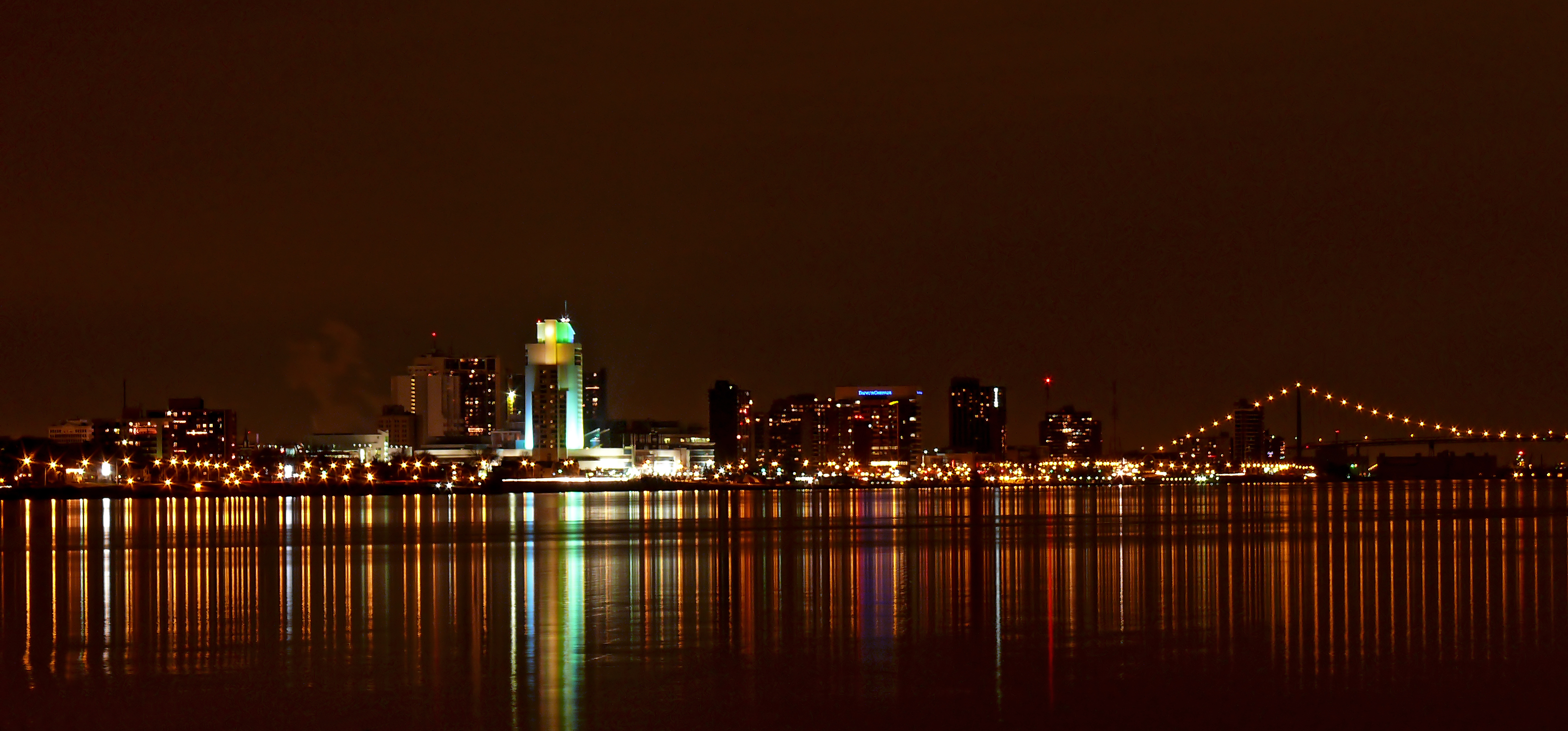 View of Canada lights and water